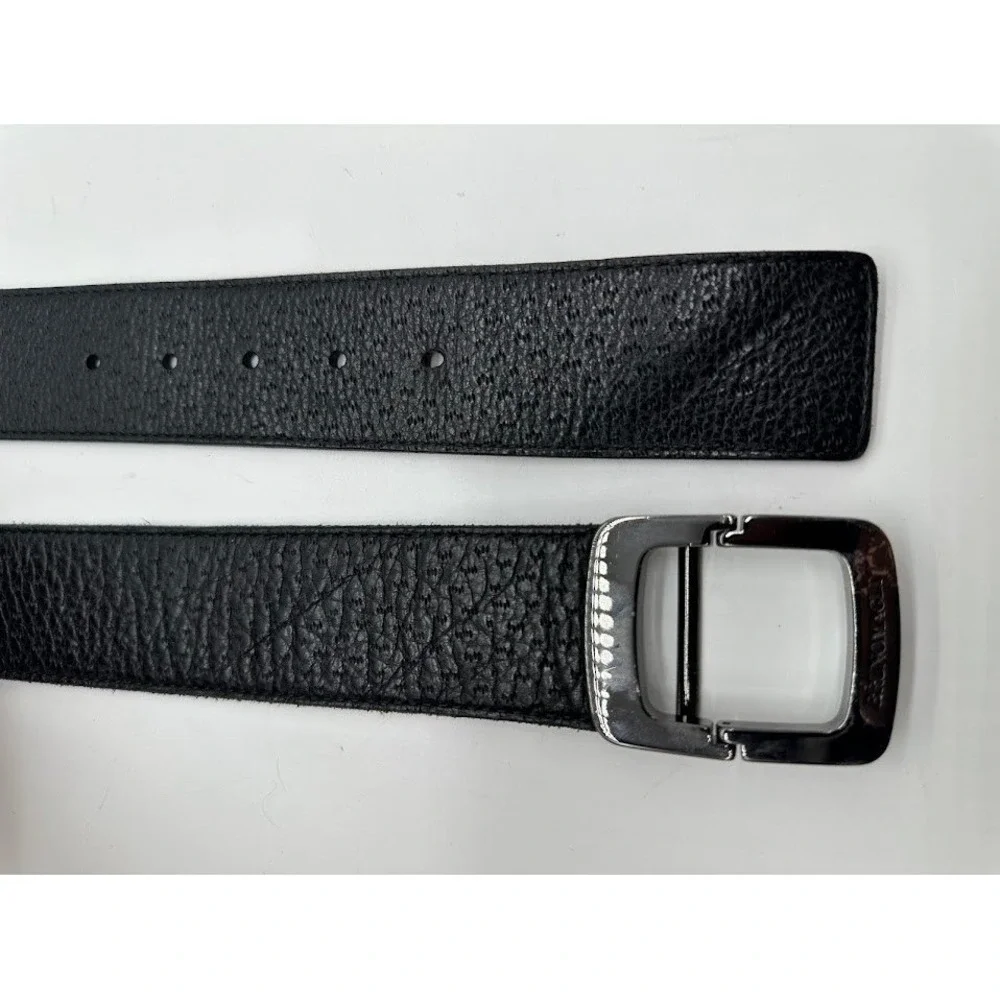 Bruno Magli Men Black Pebbled Leather Belt Made in Italy Size 32 Gunmetal Buckle